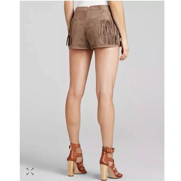 BCBGMAXAZRIA Weston Faux Suede Fringe Shorts Size M NWT in Spanish Moss Color - Picture 2 of 8